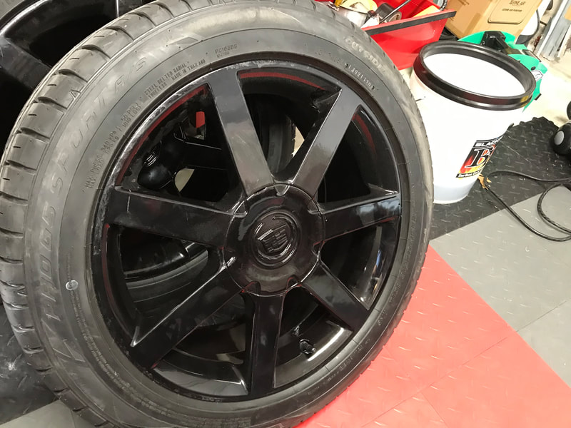 Black powder coated wheels. 